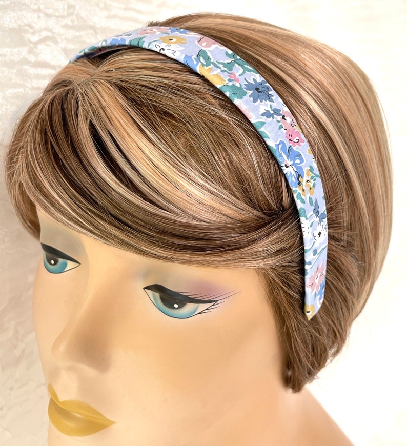 Liberty of London California Bloom Blue Pink Hairband Liberty Floral Print Blue Flower Headband Liberty Hairband Back to School image 2