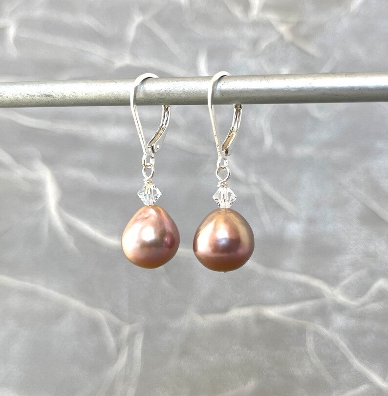 Large Baroque Pearls 11mm Mauve Drop Pink Biwa Pearl Keshi Teardrops Freshwater Drops June Birthstone Layering Stacking image 4