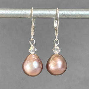 Large Baroque Pearls 11mm Mauve Drop Pink Biwa Pearl Keshi Teardrops Freshwater Drops June Birthstone Layering Stacking image 5