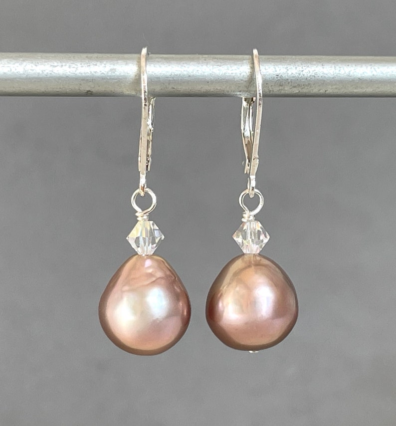 Large Baroque Pearls 11mm Mauve Drop Pink Biwa Pearl Keshi Teardrops Freshwater Drops June Birthstone Layering Stacking image 5