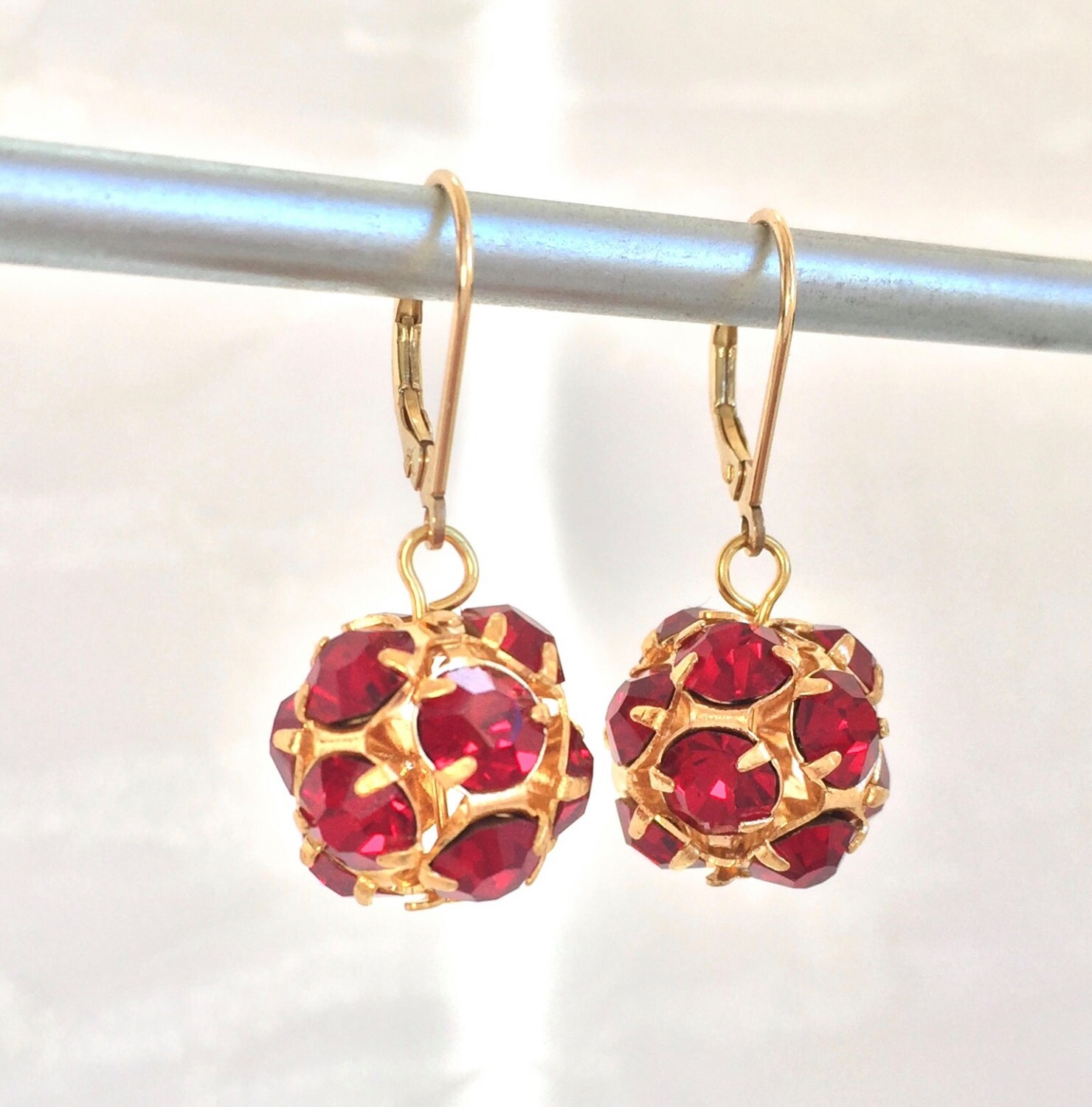 Crystal Earrings Red Christmas Earrings Ornament Earrings Etsy