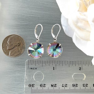 Large Vitrail Light Austrian Crystal Color Changing Pale Blue Lavender Pointed Rivoli Silver Lever Back Statement Earring image 2