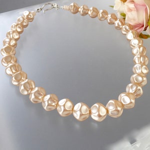 Vintage Pearl Choker Baroque Pearls Off White Cream Mid Century Style Chunky Imitation Large Statement Retro Vintage Glass image 3