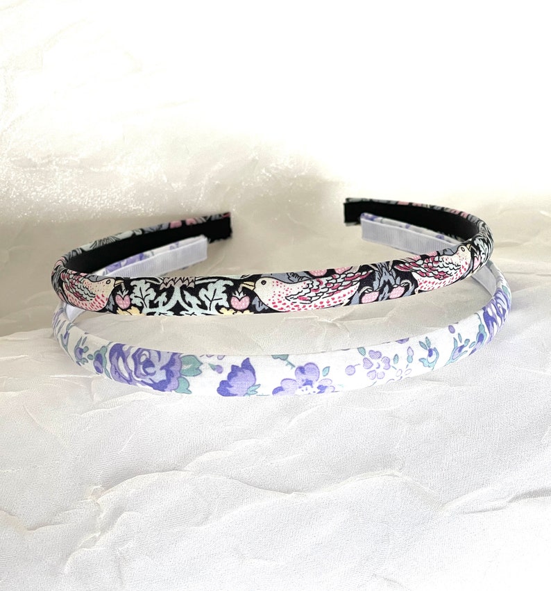 Liberty of London Skinny Headband Set Strawberry Thief Felicite Violet Mint Liberty Set of 2 Floral Hairband Narrow Hairbands image 3