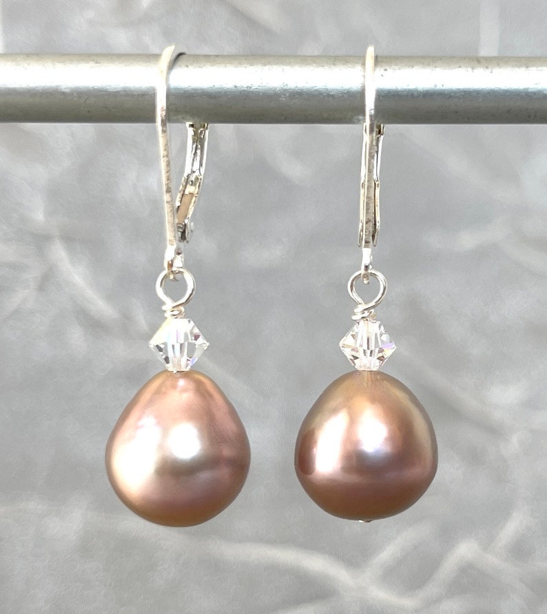 Large Baroque Pearls 11mm Mauve Drop Pink Biwa Pearl Keshi Teardrops Freshwater Drops June Birthstone Layering Stacking image 1