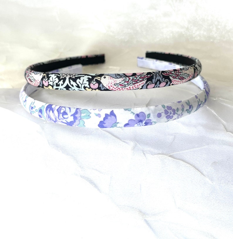 Liberty of London Skinny Headband Set Strawberry Thief Felicite Violet Mint Liberty Set of 2 Floral Hairband Narrow Hairbands image 7