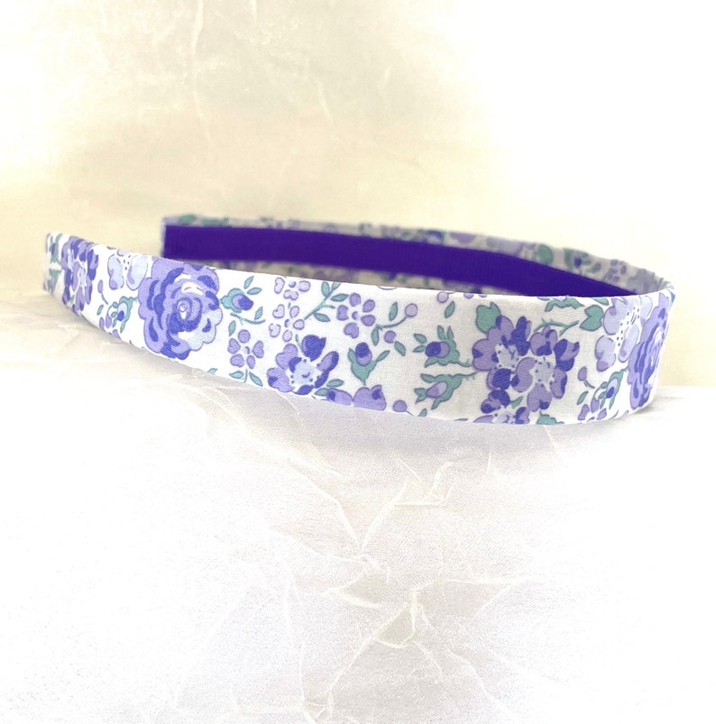 Liberty of London Lavender Felicite Liberty Tana Lawn® Lilac Green Cotton Peony Floral Sprays Flowered Hairband Bold Purple image 7