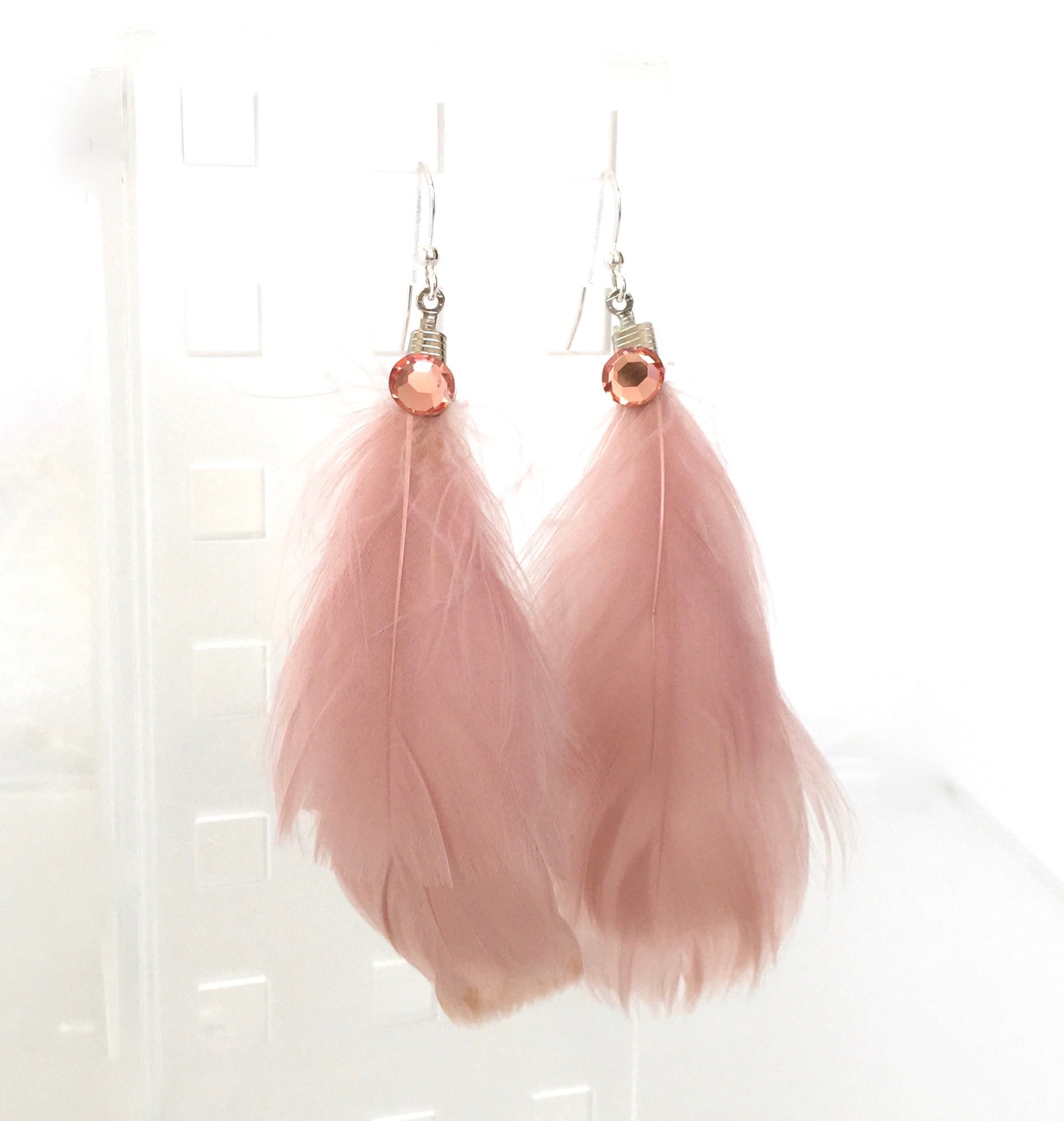 Blush feather earrings sale