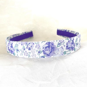 Liberty of London Lavender Felicite Liberty Tana Lawn® Lilac Green Cotton Peony Floral Sprays Flowered Hairband Bold Purple image 1