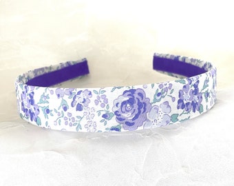 Liberty of London - Lavender Felicite - Liberty Tana Lawn® - Lilac Green Cotton - Peony Floral Sprays - Flowered Hairband - Bold Purple