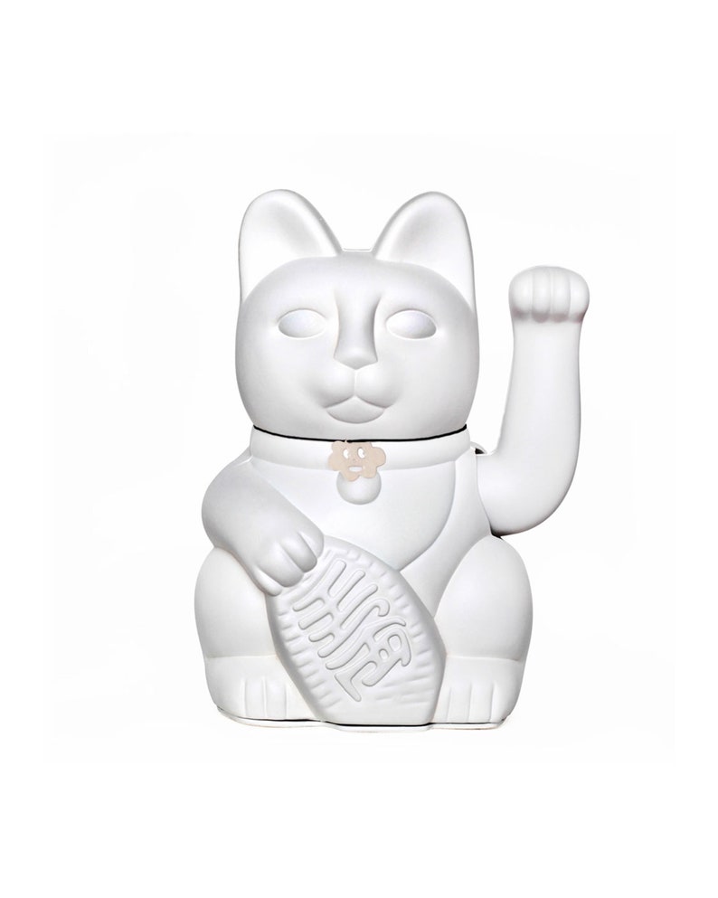 Diminuto Cielo. Lucky Cat wellcome manekineko fortune gift 3 sizes L-M-S japanese tradition Colour: white image 1