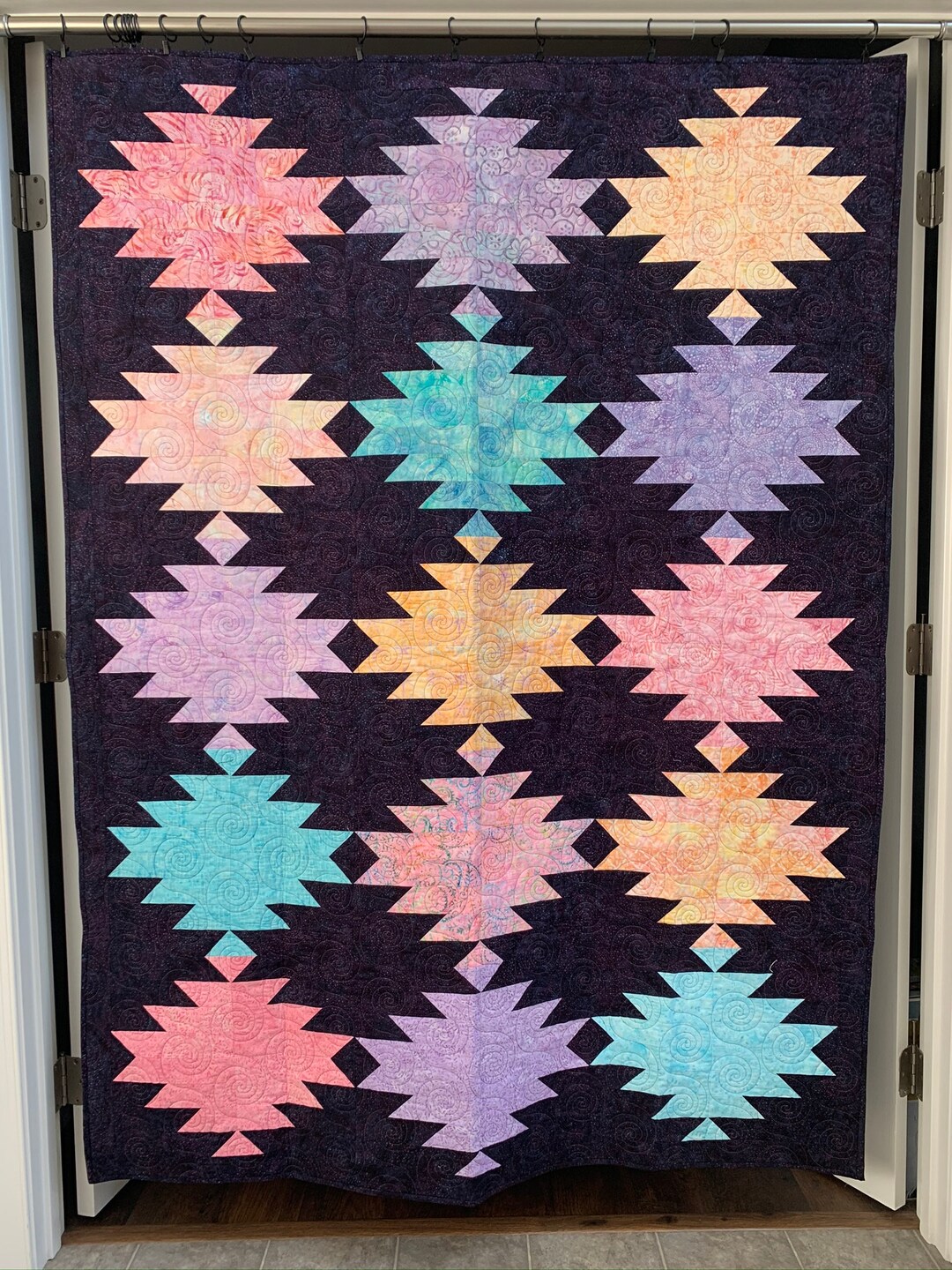 Sonoma Handmade Quilt Homemade Quilt Dark Purple Background Etsy