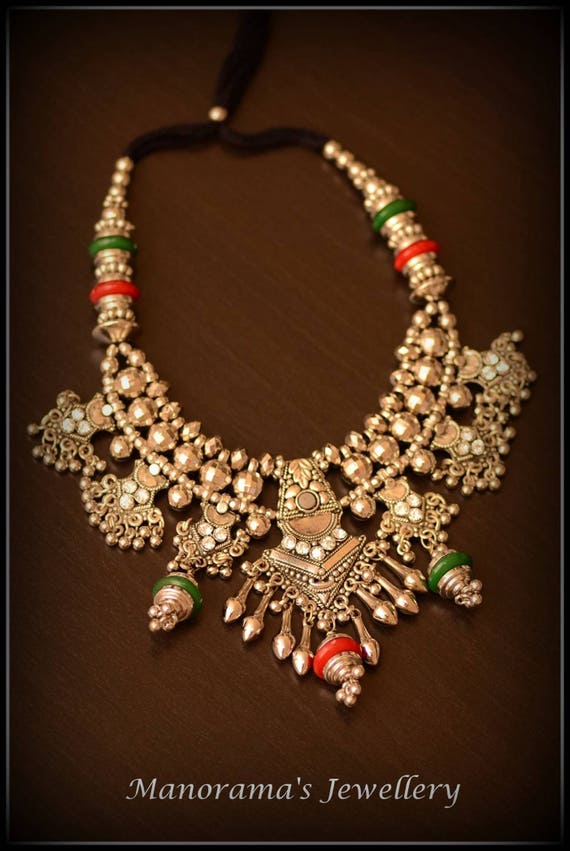 Colorful Oxidized Necklace Set, Banjara Gypsy Jewelry