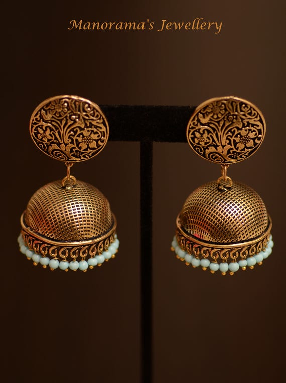 Miraaya Series beautiful Brass Finish Jhumkas jaipur Jhumka metal