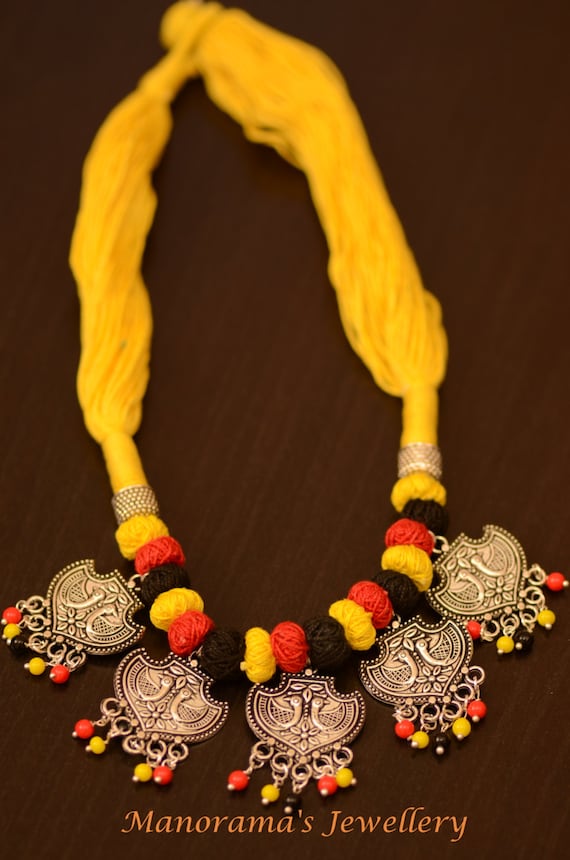 Adhvika Series-beautiful and Stylish Dori Necklace Set,statement  Jewelry,thread Necklace,ornate Design,rope Necklace,german Silver,manoramas  