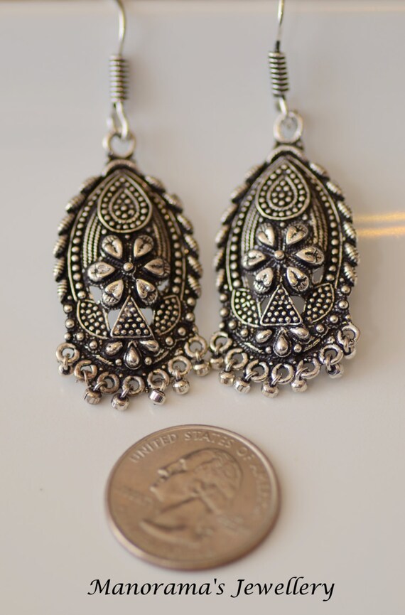 Oval Traditional Oxidized Silver Earrings, For Party, Size: 3.5  Inch(length) at Rs 30/pair in Mumbai