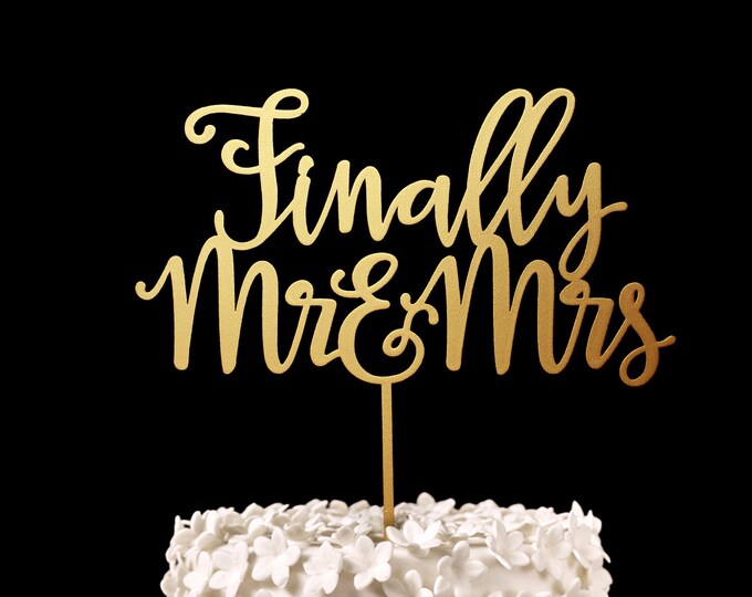 Finally Mr and Mrs Wedding Cake Topper Keepsake Wedding Cake Etsy