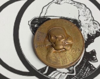 Jolly Roger 3D Skull Penny Coin Copper Random Dates