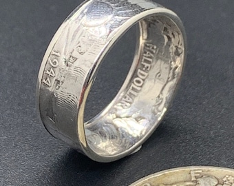 Half Dollar Coin Ring 90% Silver Walking Liberty