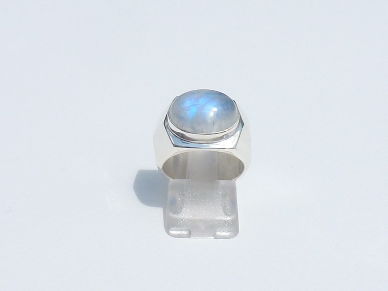 925 Silver White Rainbow Moonstone Natural Gemstone Ring Jewelry Accessories Highest Seller Gift Stacking Ring Natural Gemstone Round cabochon Rainbow Moonstone Rings