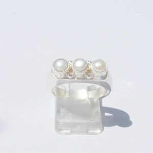 SILVER RING 3 PEARLS SILVER 925 freshwater pearl women's ring pearl and silver women's gift coral water pearl ring in Wonderland