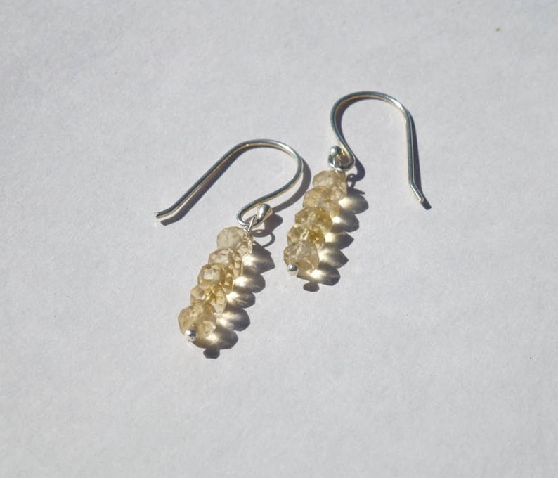 BOUCLES CITRINe Silver faceted pearls 925 fine stone gift woman cheap birthday woman silver earrings gemstone earrings