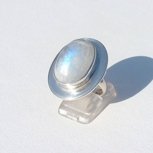 WHITE LABRADORITE RING silver size 54, large labradorite ring, gift for women, women&#39;s birthday, large moonstone ring