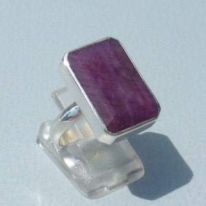 CORYNDON RECTANGLE RING 925 SILVER SIZE 57 men's stone ring ruby stem ring women's gift stone and silver ring layaway payment