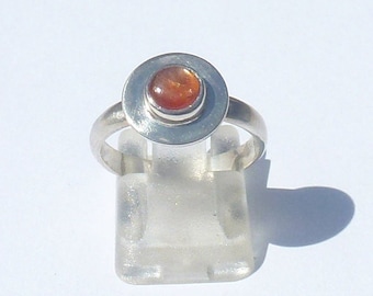 BAGUE PIERRE de SOLEIL argent 925 taille 56 cabochon rond petite bague ronde épurée petite bague ronde cadeau femme anniversaire femme