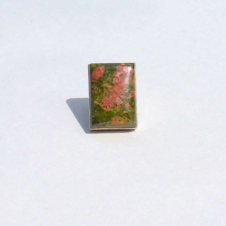 BAGUE UNAKITE Rectangle size 57,big rectangle stone ring big stone ring orange and green stone,gemstone ring women/'s birthday