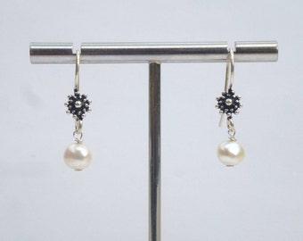 BOUCLES d'OREILLE ARGENT et perle d'eau douce cadeau femme cadeau de noël bijou fait en france créateur français bridal shower