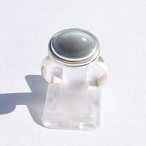 CAT&#39;S EYE RING 925 silver, ring size 54, men&#39;s ring with 925 silver stone, women&#39;s gift, stone ring USA size 6.75, gray stone ring