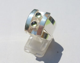 Tankring i 925 sterlingsilver, 1950-talsstil, PERIDOT, silverring för kvinnor, förlovningsring för kvinnor, minimalistisk silverring, silver- och stenring för kvinnor