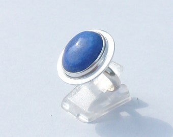 LAPIS LAZULI SILBER 925 Ring, großer blauer Steinring, Damensteinring, Damengeburtstag, Damengeschenk, Ringgröße 57, Cabochonring