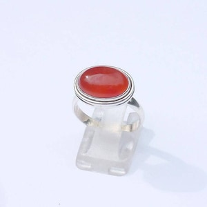 CABOCHON CARNELIAN RING 925 silver oval cabochon orange stone men&#39;s ring large stone carnelian ring, silver ring size 56