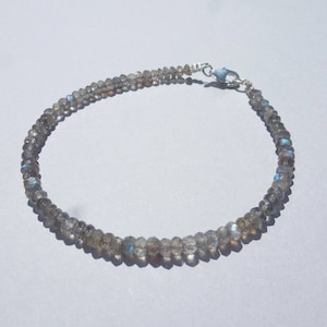 MINIMALIST LABRADORITE BRACELET faceted rondelles 925 silver gemstone bracelet women&#39;s gift labradorite bracelet fine stone bracelet