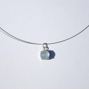AQUAMARINE cabochon PENDANT milky silver 925 gift for women pendant for women blue stone gift mother's day jewelry made in France