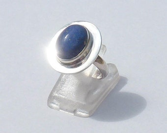 Lapis lazuli ring, 925 silver, size 50. Oval cabochon, blue stone ring, lapis lazuli cabochon silver ring, ring size 5