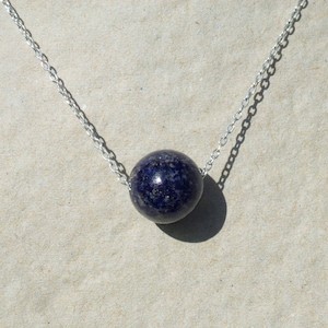 LAPIS lazuli PEARL NECKLACE 925 silver chain lithotherapy necklace lucky charm necklace blue stone necklace gift for women birthday woman