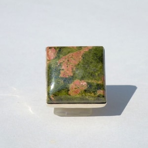 SQUARE UNAKITE RING 925 silver ring size 50 women&#39;s ring size 5 usa ring silver ring landscape stone ring mother&#39;s day ring