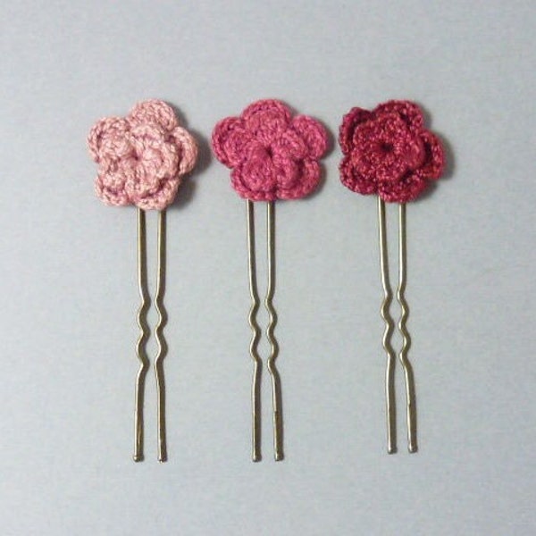 EPINGLES à CHIGNON fleur épingles chignon fantaisie FLEUR rose fleur rouge crochet accessoire mariage demoiselle d'honneur hair accessories