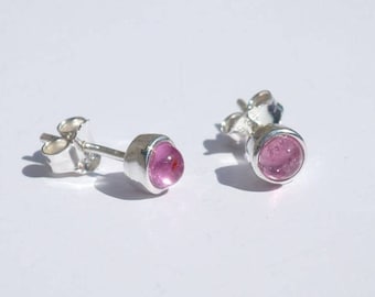 PUCES TOURMALINE ROSE argent 925, boucles d oreille tourmaline, puces tourmaline rose, puce pierre rose, bijou fait en france french jewelry