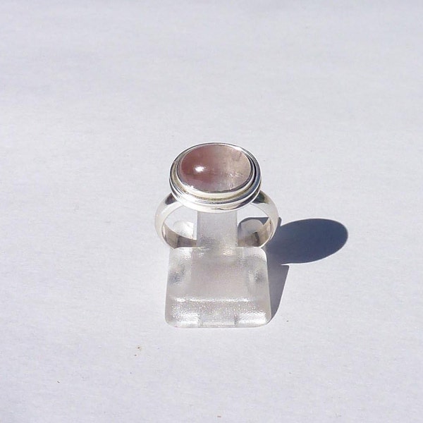 TOURMALINE RING two-tone pink oval cabochon size 52 silver 925 gift woman French style cocktail ring pink stone ring French gift