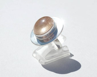 Anello ovale con quarzo rutilo, argento sterling 925, taglia 51. Anello da donna in argento con pietra grande, anello in argento di grandi dimensioni, regalo con quarzo per donna.