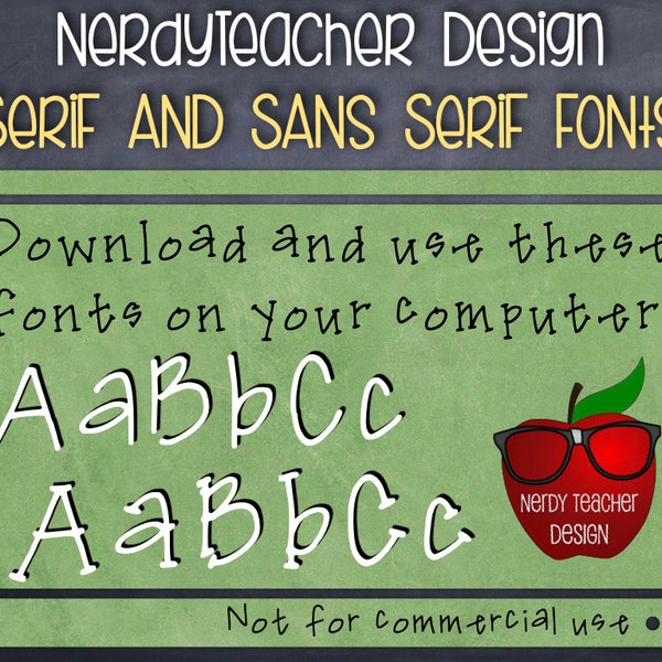 Nerdyteacher Serif and Sans Serif Digital Fonts Package