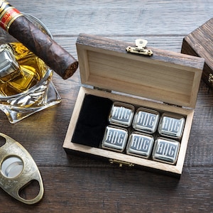 Personalized Whiskey Stones Set: Engraved Stainless Steel Cubes, Groomsmen Gift