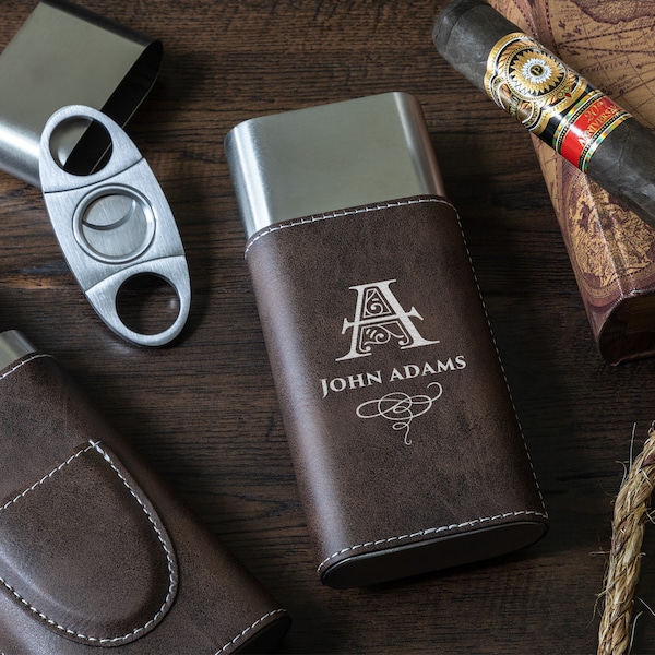 Estuche para puros personalizado con cortador: regalo para los amantes de los puros.