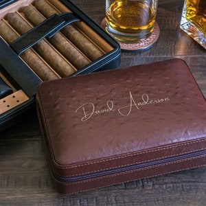 Travel Cigar Humidor Case Set - Comes with Torch Lighter and Cutter.