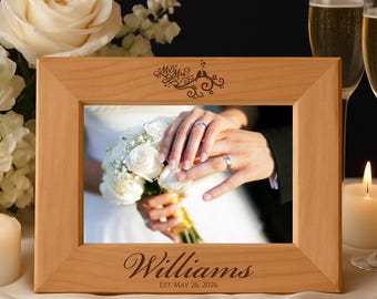 Custom Engraved Alder Wood Photo Frame – Wedding Anniversary Gift