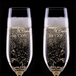 Engraved Champagne Flutes: Personalized Wedding Glasses, Set of 2
